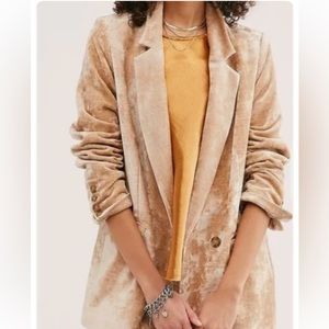 Free People Tan Velvet Blazer Like New Size M Medium